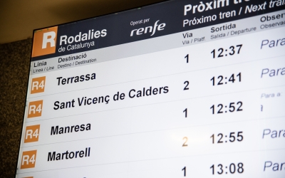 Pantalla amb informació de circulacions de Renfe